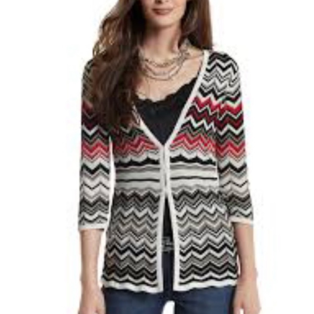 White House Black Market Chevron Sweater Cardigan - Picture 1 of 5